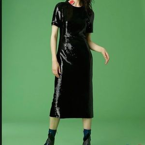 Diane Von Furstenberg black sequin party dress size 4